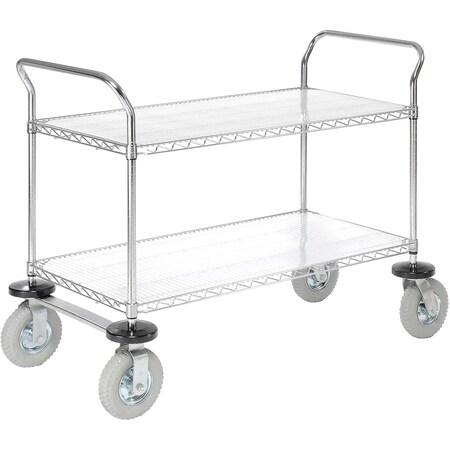 Global Equipment Nexel Utility Cart, 3 Shelf, Nexelate , 42"L x 24"W x 39"H, Polyurethane Brake Casters 2442P3EPB